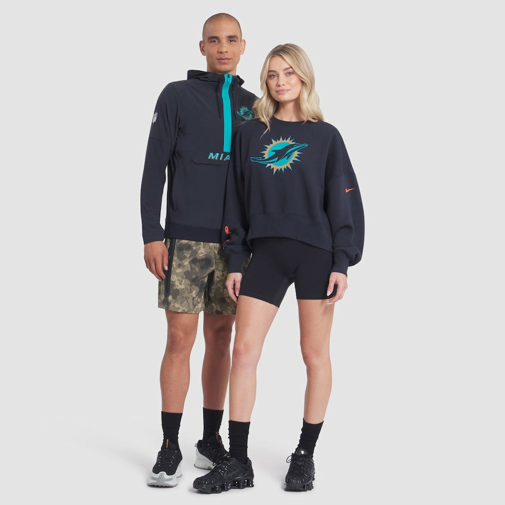 Miami Dolphins Women's 2025 Rivalries Collection Oversized Phoenix Fleece Sweatshirt - Pitch Blue Sweatshirts