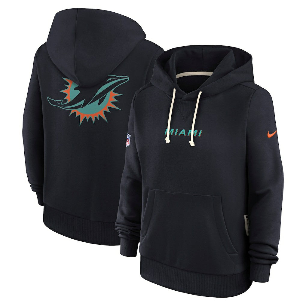 Miami Dolphins Women's 2025 Rivalries Collection Standard Issue Sideline Dri-FIT Hoodie - Pitch Blue Hoodies