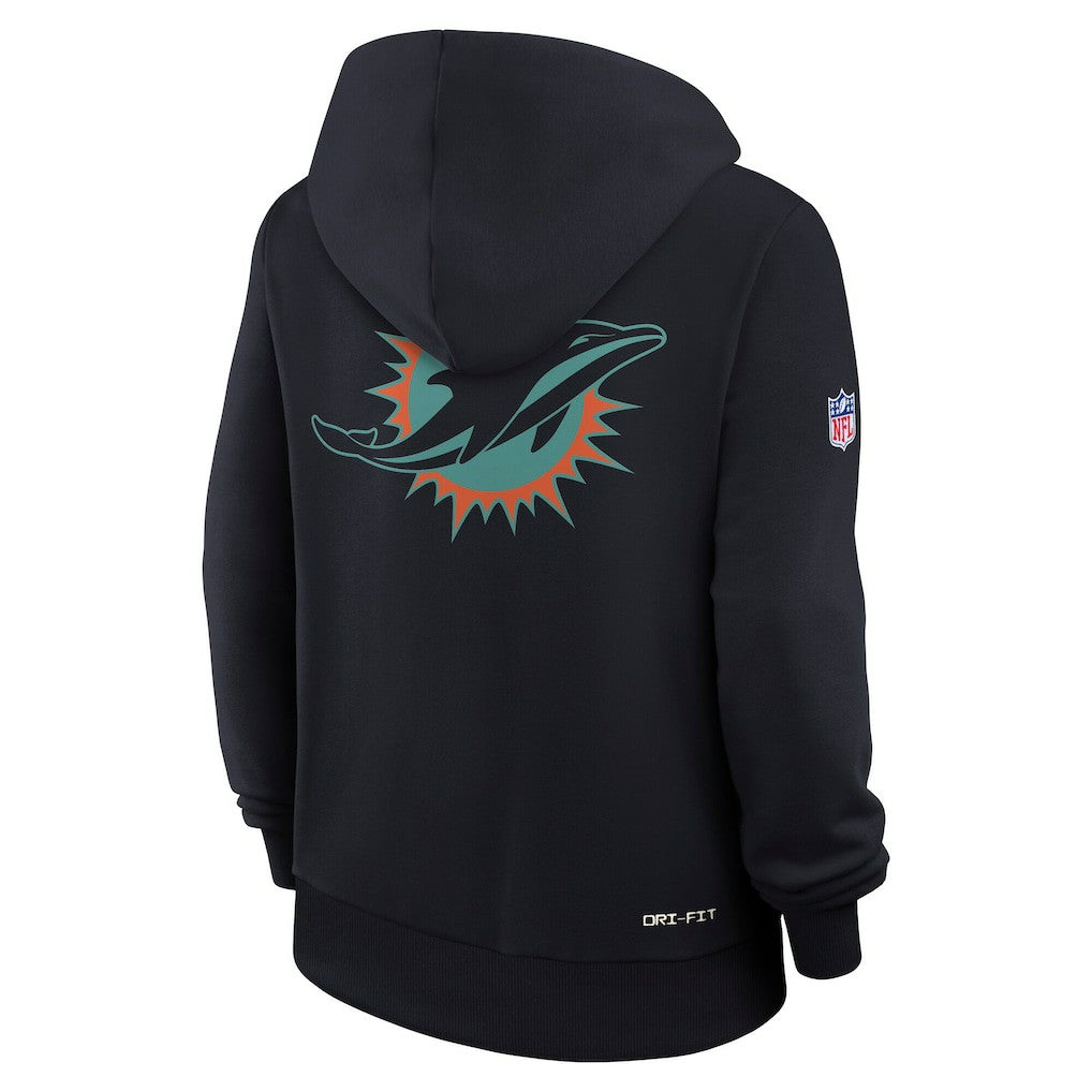 Miami Dolphins Women's 2025 Rivalries Collection Standard Issue Sideline Dri-FIT Hoodie - Pitch Blue Hoodies