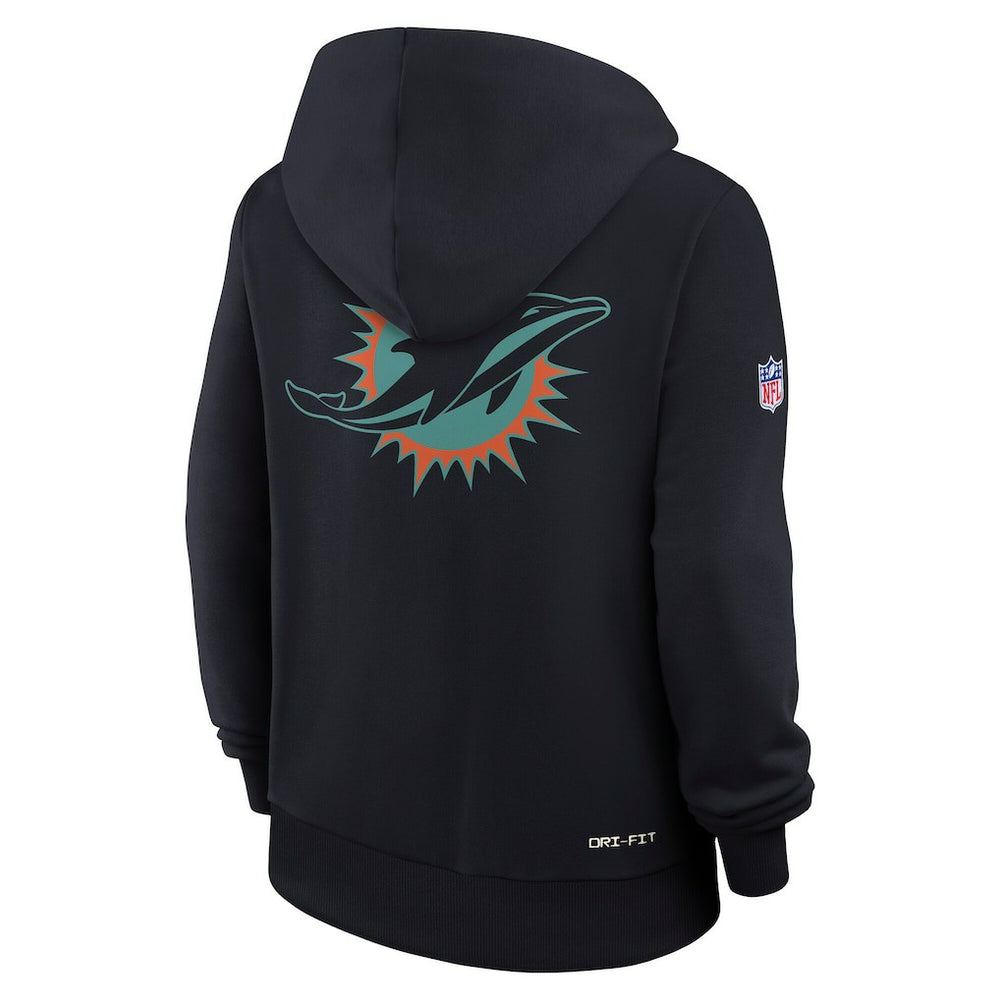Miami Dolphins Women's 2025 Rivalries Collection Standard Issue Sideline Dri-FIT Hoodie - Pitch Blue Hoodies