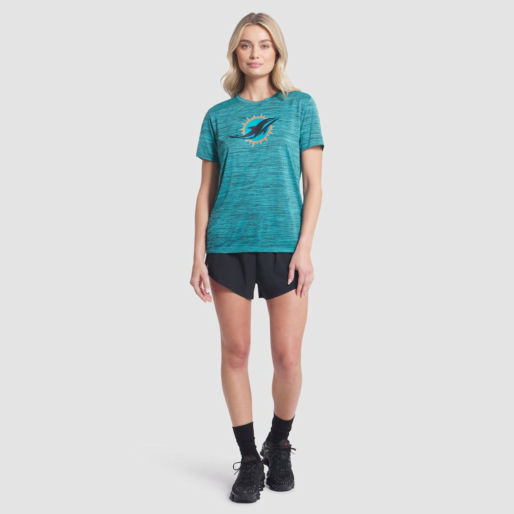 Miami Dolphins Women's 2025 Rivalries Collection Sideline Velocity Dri-FIT T-Shirt - Turbo Green T-shirts