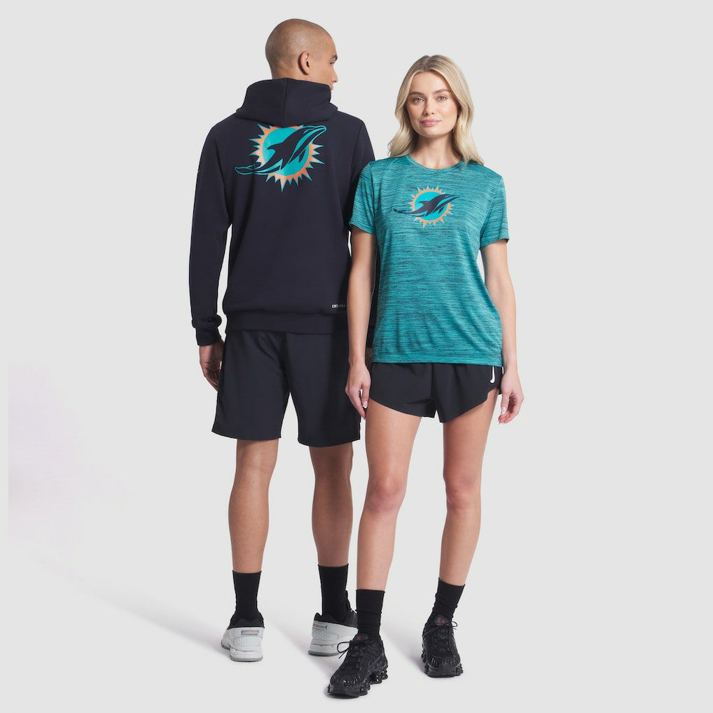 Miami Dolphins Women's 2025 Rivalries Collection Sideline Velocity Dri-FIT T-Shirt - Turbo Green T-shirts