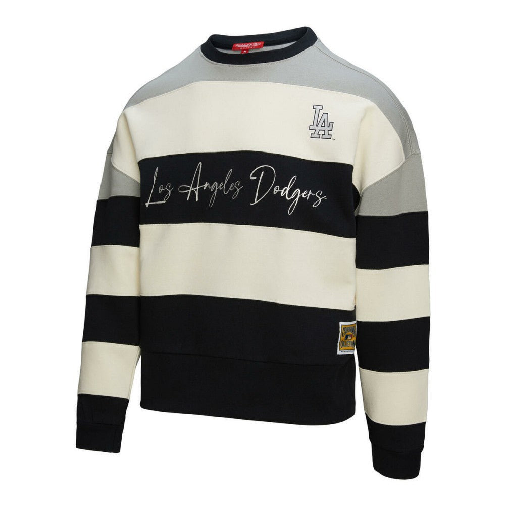 Los Angeles Dodgers Mitchell & Ness Women's Cooperstown Collection Blocked Fleece Pullover Sweatshirt- Gray/Black Pullover