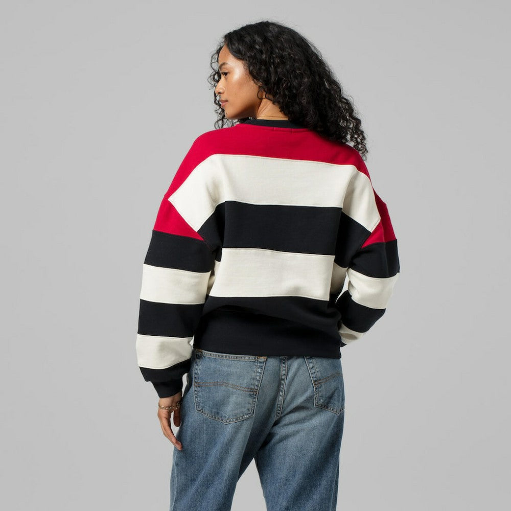 Atlanta Braves Mitchell & Ness Women's Cooperstown Collection Blocked Fleece Pullover Sweatshirt- Red/Black Pullover
