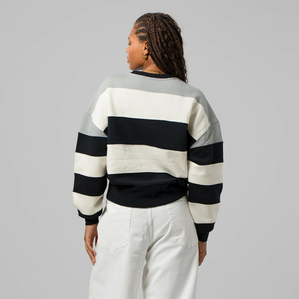 Milwaukee Brewers Mitchell & Ness Women's Cooperstown Collection Blocked Fleece Pullover Sweatshirt- Gray/Black Pullover