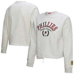 Philadelphia Phillies Mitchell & Ness Women's Cropped Toggle Pullover Sweatshirt - Heather Gray Pullover