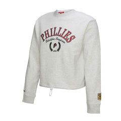 Philadelphia Phillies Mitchell & Ness Women's Cropped Toggle Pullover Sweatshirt - Heather Gray Pullover