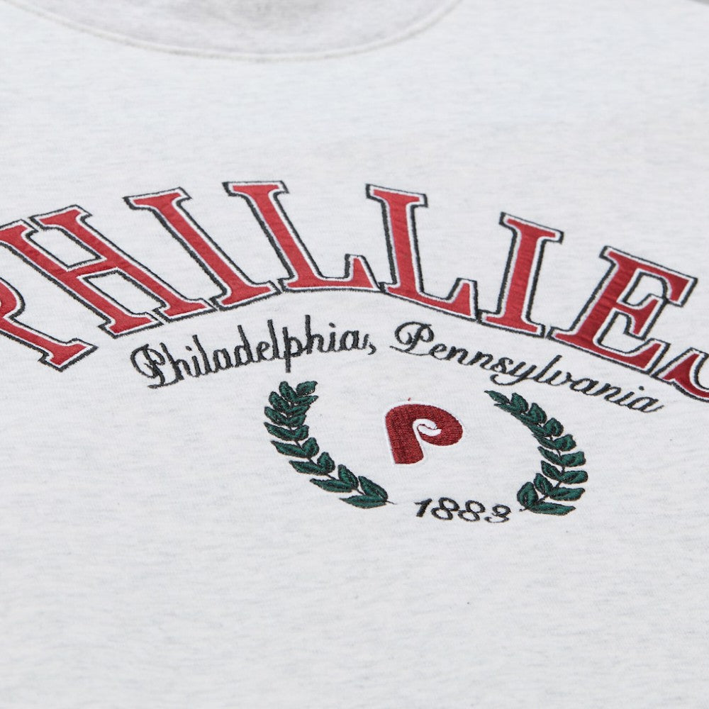 Philadelphia Phillies Mitchell & Ness Women's Cropped Toggle Pullover Sweatshirt - Heather Gray Pullover