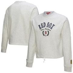 Boston Red Sox Mitchell & Ness Women's Cropped Toggle Pullover Sweatshirt - Heather Gray Pullover