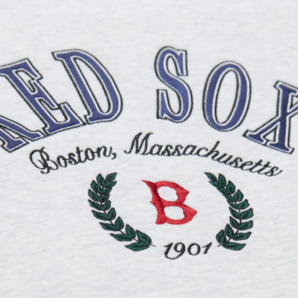 Boston Red Sox Mitchell & Ness Women's Cropped Toggle Pullover Sweatshirt - Heather Gray Pullover