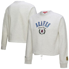 Atlanta Braves Mitchell & Ness Women's Cropped Toggle Pullover Sweatshirt - Heather Gray Pullover