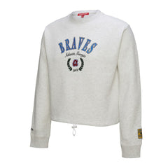 Atlanta Braves Mitchell & Ness Women's Cropped Toggle Pullover Sweatshirt - Heather Gray Pullover