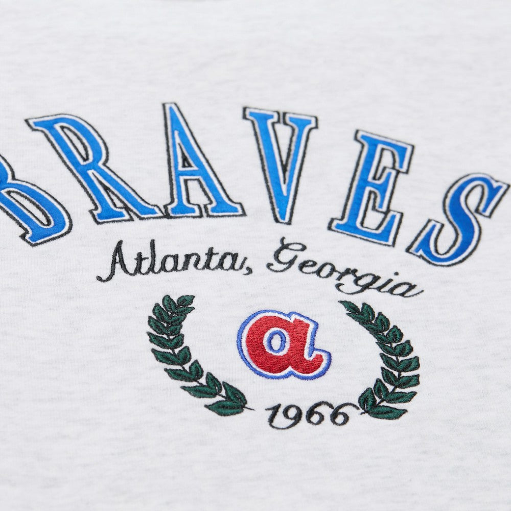 Atlanta Braves Mitchell & Ness Women's Cropped Toggle Pullover Sweatshirt - Heather Gray Pullover