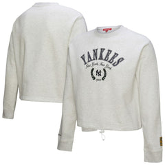 New York Yankees Mitchell & Ness Women's Cropped Toggle Pullover Sweatshirt - Heather Gray Pullover