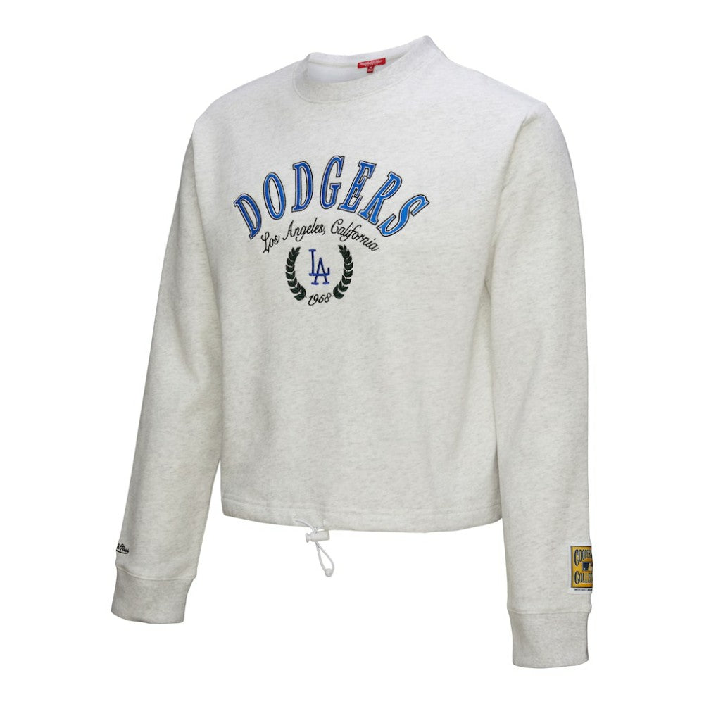 Los Angeles Dodgers Mitchell & Ness Women's Cropped Toggle Pullover Sweatshirt - Heather Gray Pullover