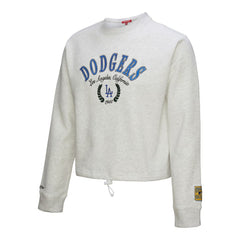 Los Angeles Dodgers Mitchell & Ness Women's Cropped Toggle Pullover Sweatshirt - Heather Gray Pullover