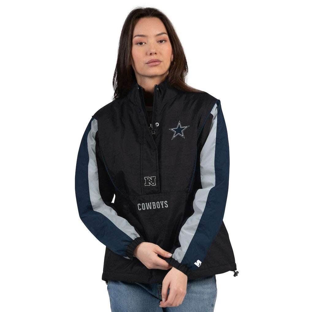 Dallas Cowboys Starter Women's Thursday Night Gridiron Half-Zip Jacket - Black/Navy Jackets