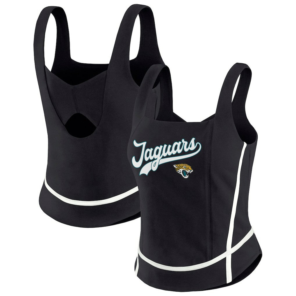 Jacksonville Jaguars WEAR by Erin Andrews Women's Square Neck Tank Top - Black Tops