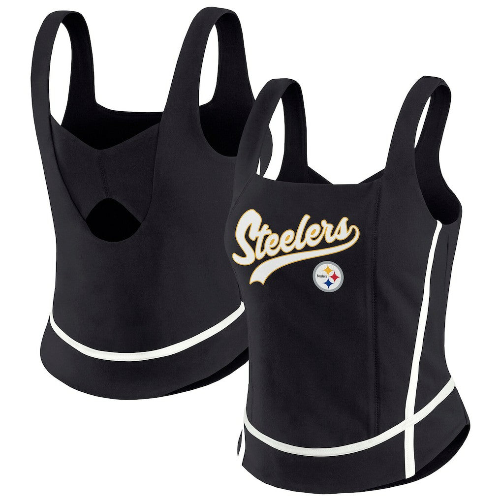 Pittsburgh Steelers WEAR by Erin Andrews Women's Square Neck Tank Top - Black Tops