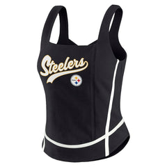 Pittsburgh Steelers WEAR by Erin Andrews Women's Square Neck Tank Top - Black Tops
