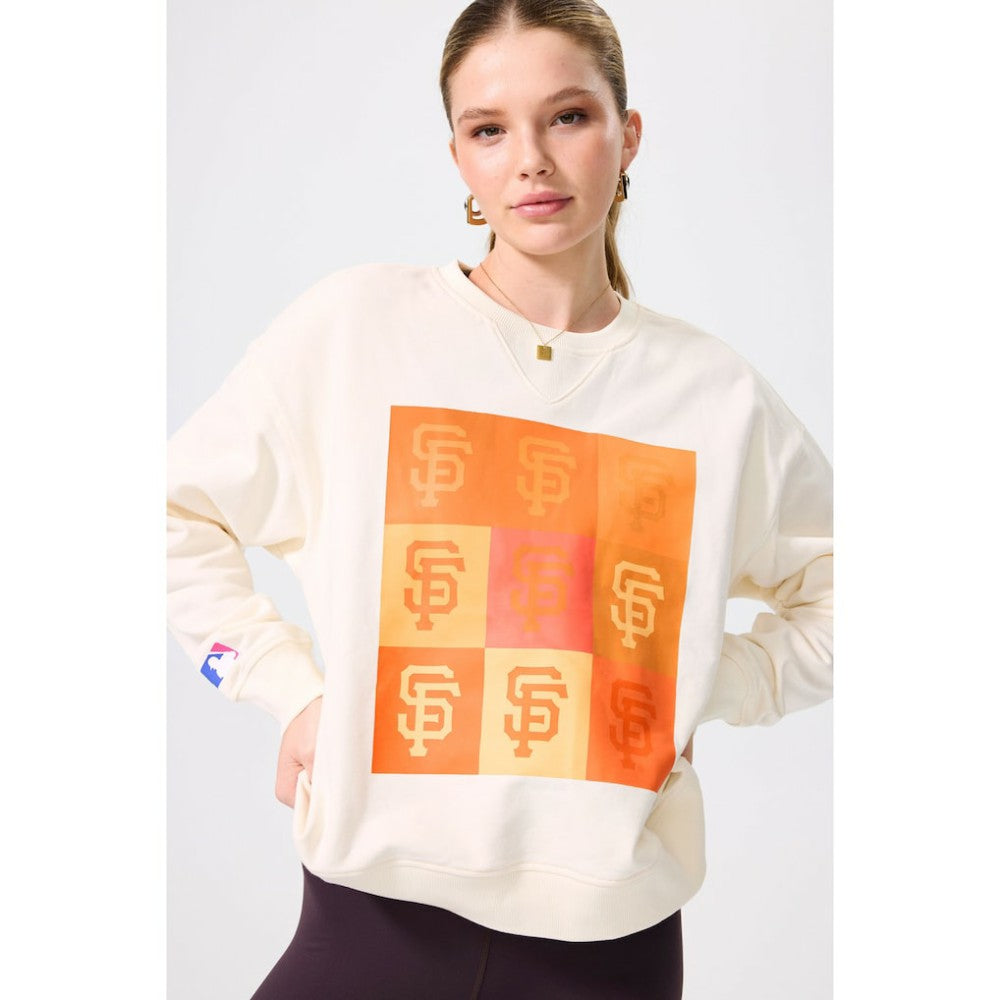 San Francisco Giants Terez Women's Technicolor  Oversized Pullover Sweatshirt - Cream Pullover