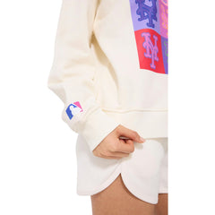 New York Mets Terez Women's Technicolor  Oversized Pullover Sweatshirt - Cream Pullover