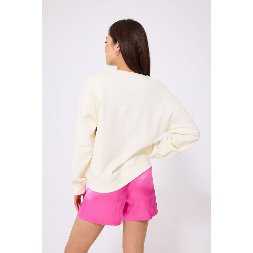 Los Angeles Dodgers Terez Women's Technicolor  Oversized Pullover Sweatshirt - Cream Pullover