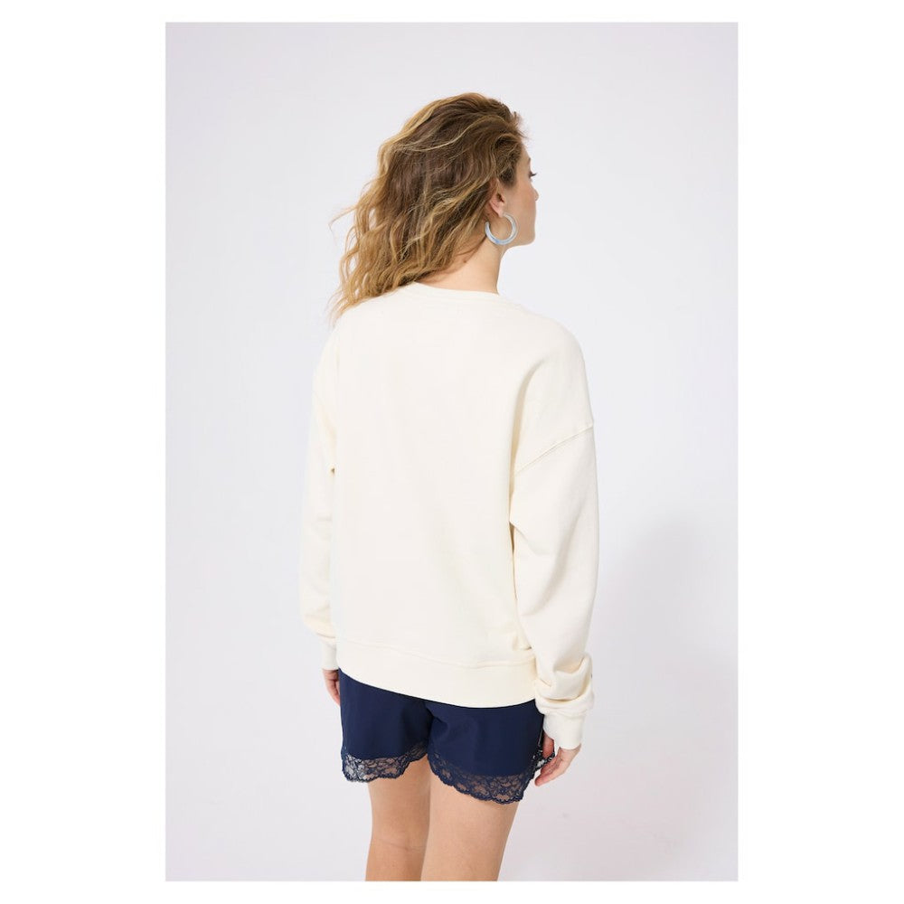 Chicago Cubs Terez Women's Technicolor  Oversized Pullover Sweatshirt - Cream Pullover