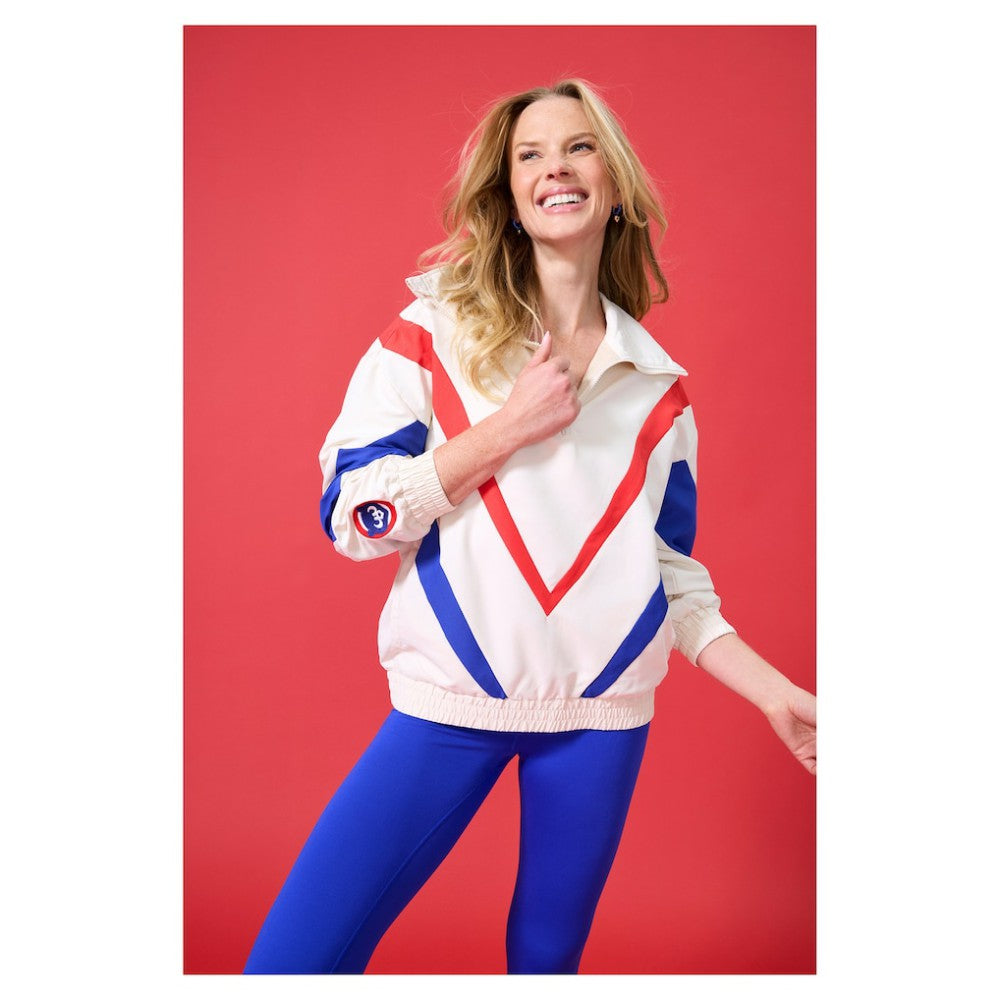 Chicago Cubs Terez Women's Ripstop Chevron Quarter-Zip Pullover - Cream Pullover