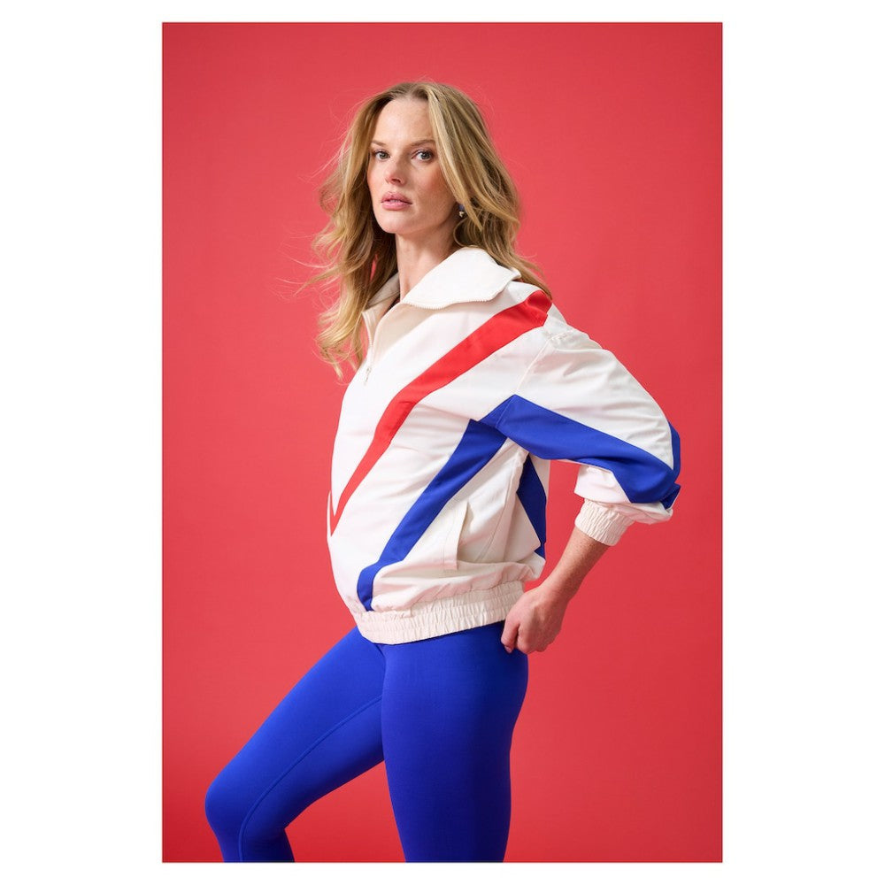Chicago Cubs Terez Women's Ripstop Chevron Quarter-Zip Pullover - Cream Pullover