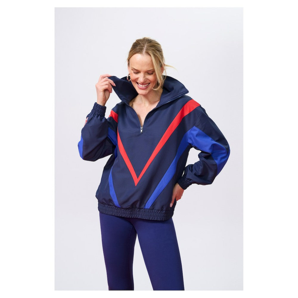 New York Yankees Terez Women's Ripstop Chevron Quarter-Zip Pullover - Navy Pullover