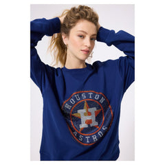 Houston Astros Terez Women's Oversized Gemstone Logo Sweatshirt - Navy Sweatshirts