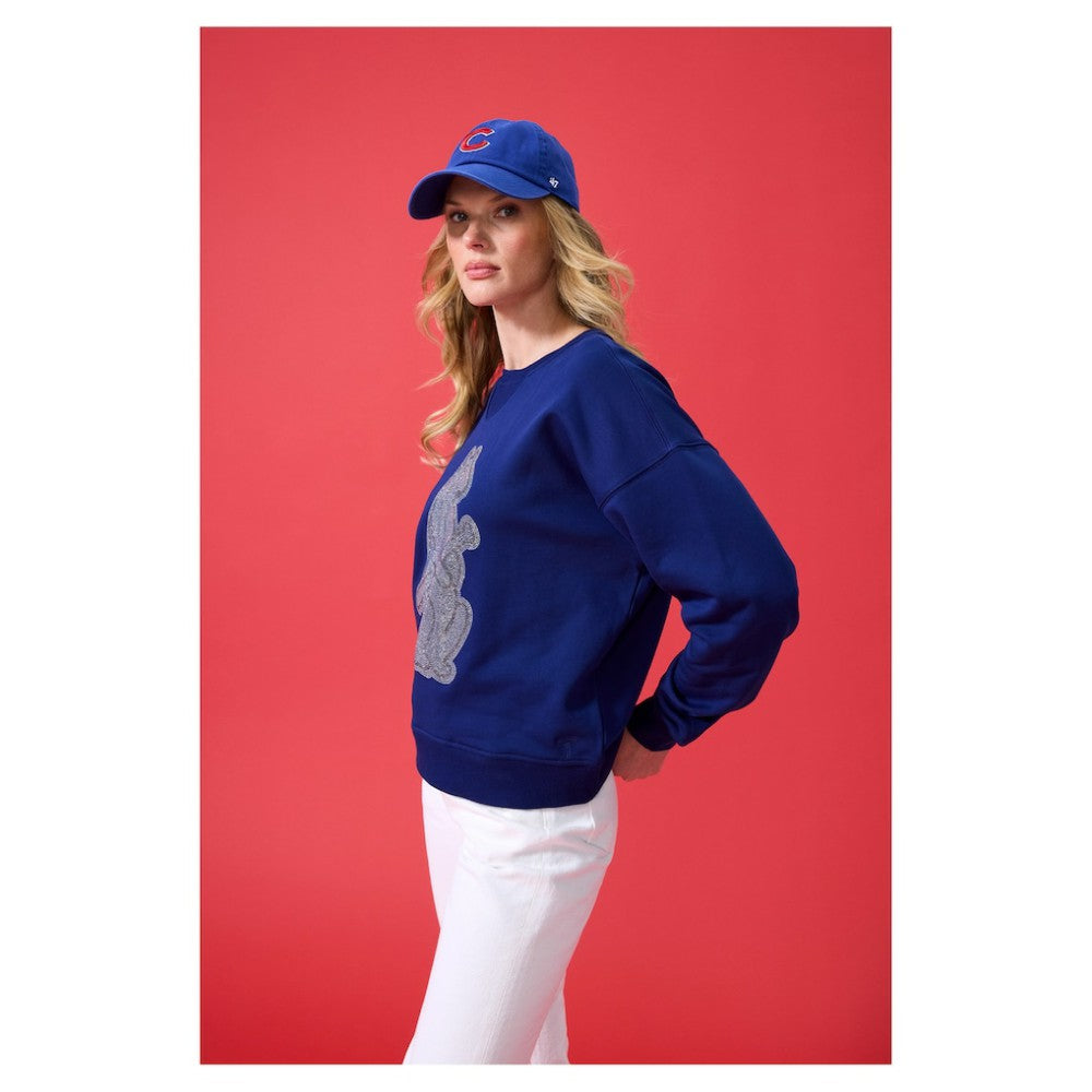 Chicago Cubs Terez Women's Oversized Gemstone Logo Sweatshirt - Navy Sweatshirts
