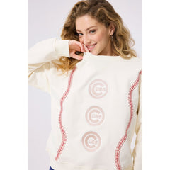 Chicago Cubs Terez Women's Baseball Stitch Pullover Sweatshirt - Cream Pullover
