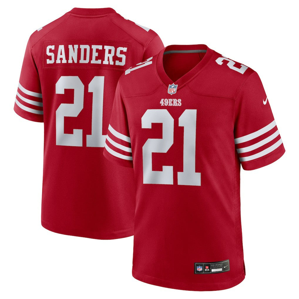 Deion Sanders San Francisco 49ers Team Retired Player Game Jersey - Scarlet Jerseys