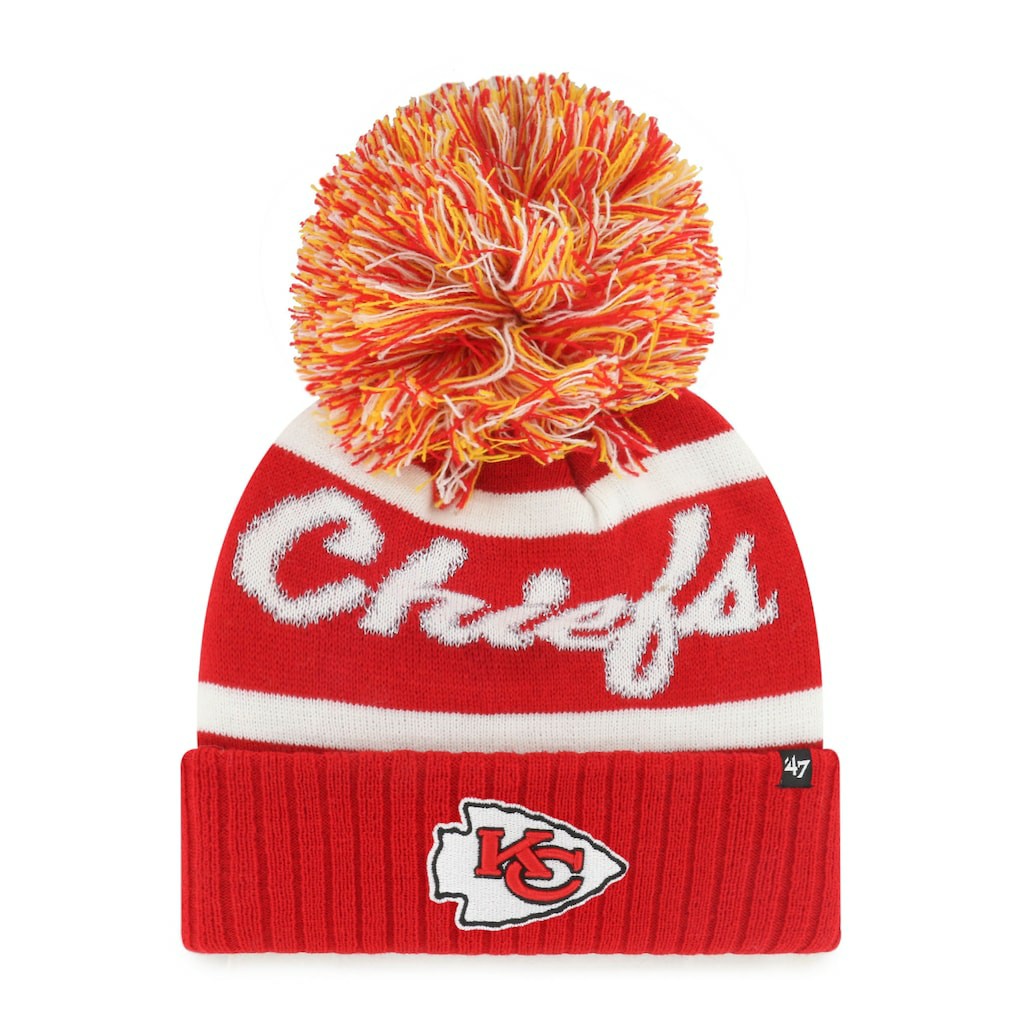 Kansas City Chiefs '47 Women's Spirited Cuffed Knit Hat with Pom - Red Hats