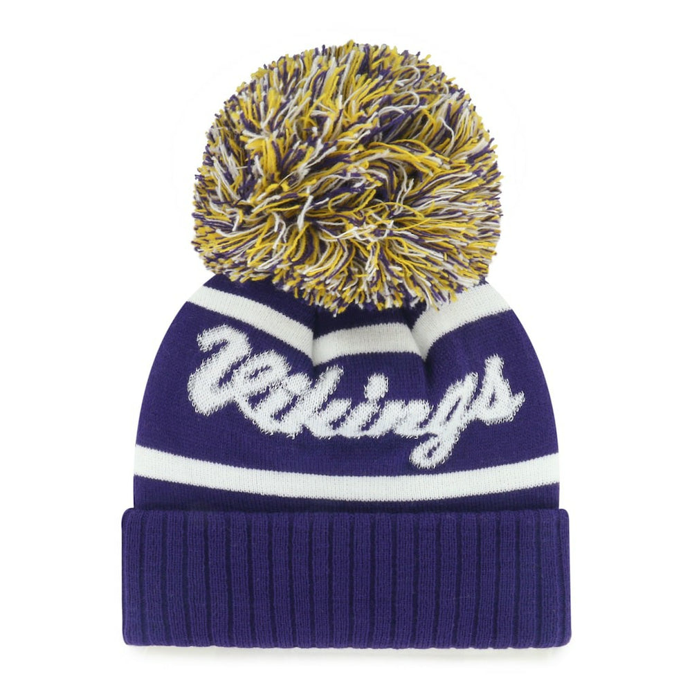 Minnesota Vikings '47 Women's Spirited Cuffed Knit Hat with Pom - Purple Hats