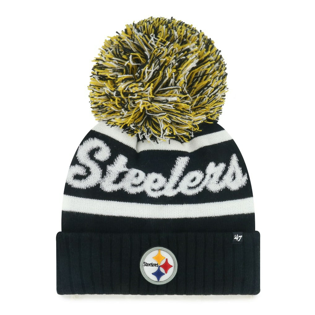 Pittsburgh Steelers '47 Women's Spirited Cuffed Knit Hat with Pom - Black Hats