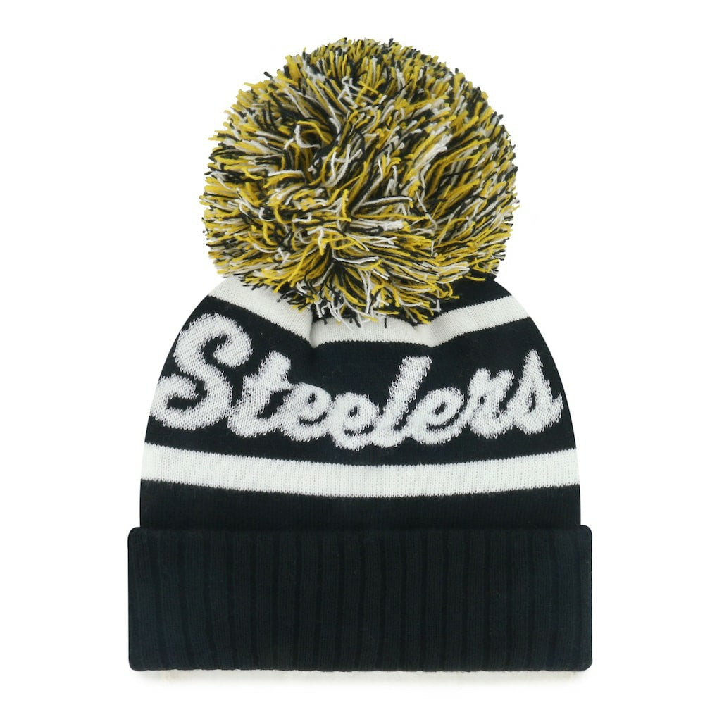 Pittsburgh Steelers '47 Women's Spirited Cuffed Knit Hat with Pom - Black Hats