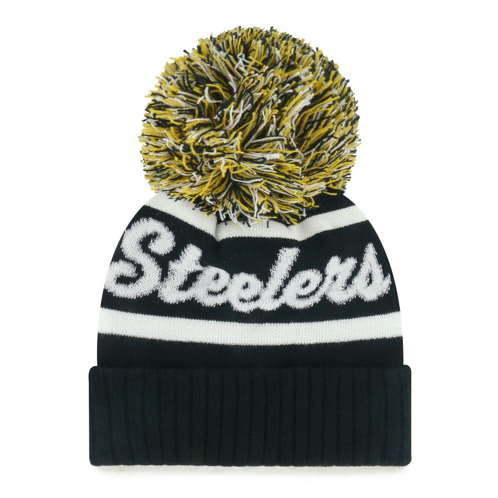 Pittsburgh Steelers '47 Women's Spirited Cuffed Knit Hat with Pom - Black Hats