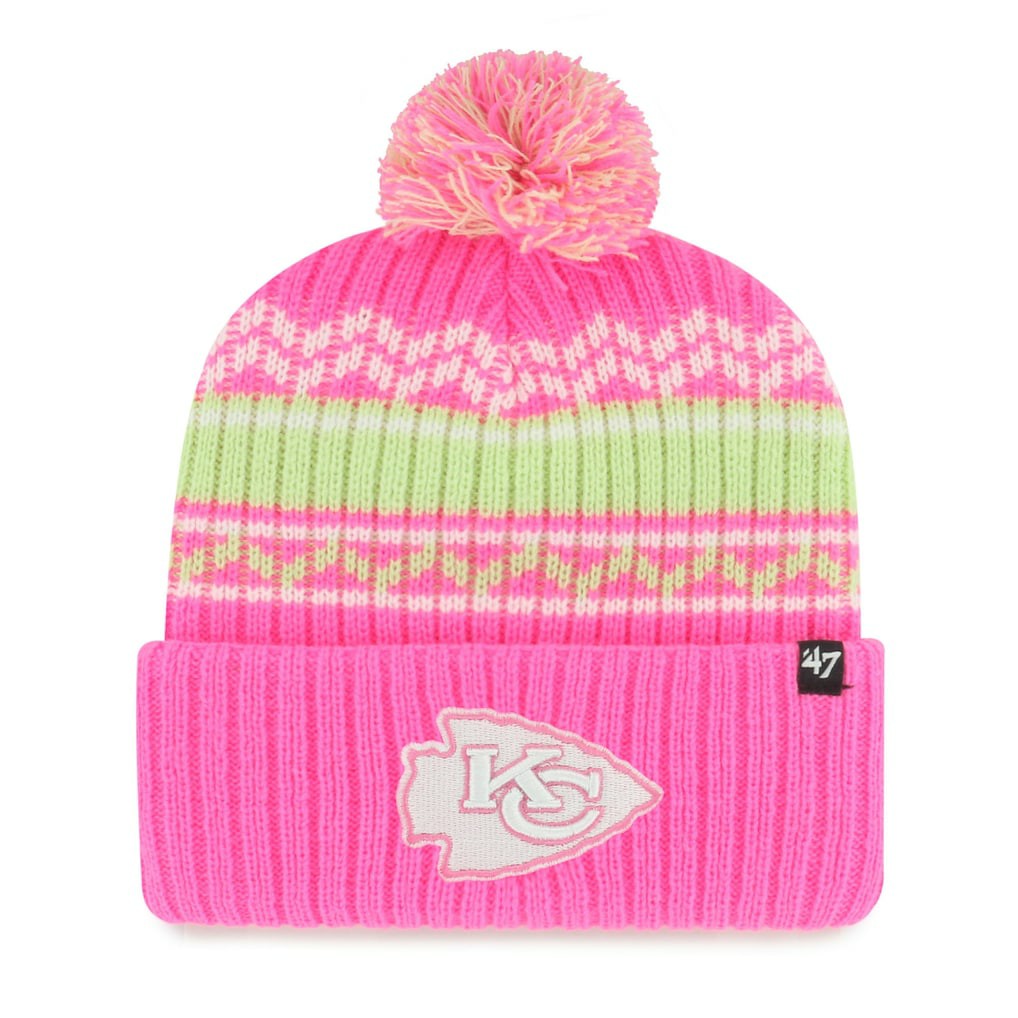 Kansas City Chiefs '47 Girls Youth Polar Vortex Cuffed Knit Hat with Pom - Pink Hats