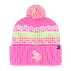 Minnesota Vikings '47 Girls Youth Polar Vortex Cuffed Knit Hat with Pom - Pink Hats