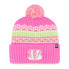Cincinnati Bengals '47 Girls Youth Polar Vortex Cuffed Knit Hat with Pom - Pink Hats