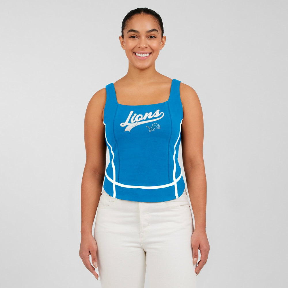 Detroit Lions WEAR by Erin Andrews Women's Square Neck Tank Top - Blue Tops