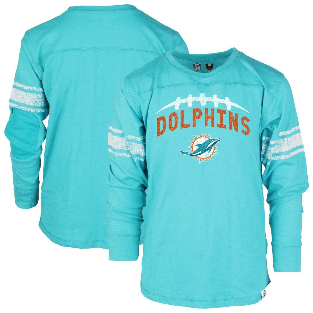 Miami Dolphins Wes & Willy Youth Football Long Sleeve T-Shirt - Aqua T-shirts
