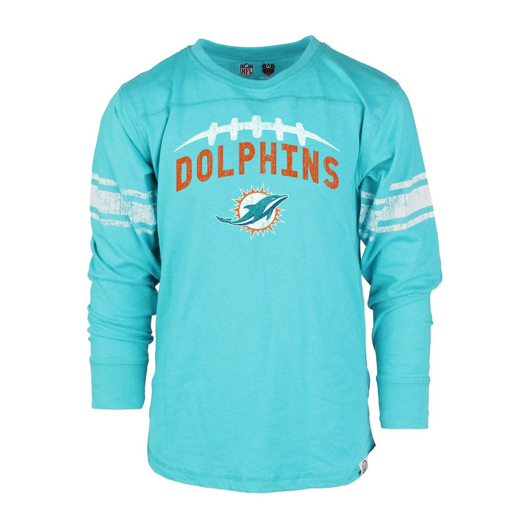 Miami Dolphins Wes & Willy Youth Football Long Sleeve T-Shirt - Aqua T-shirts