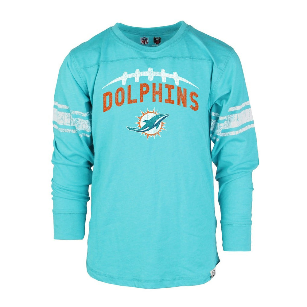 Miami Dolphins Wes & Willy Youth Football Long Sleeve T-Shirt - Aqua T-shirts