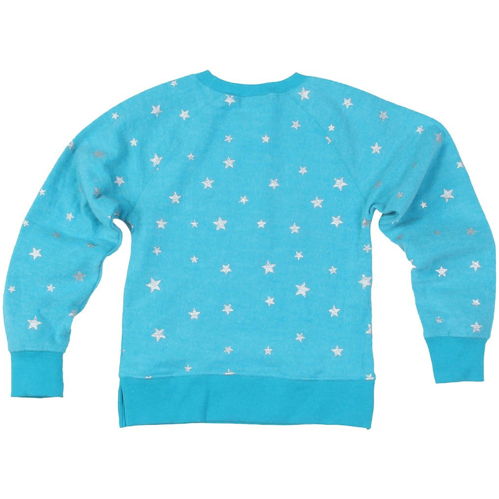 Miami Dolphins Wes & Willy Girls Youth Shimmer Star Reverse Fleece Pullover Sweatshirt - Aqua Pullover