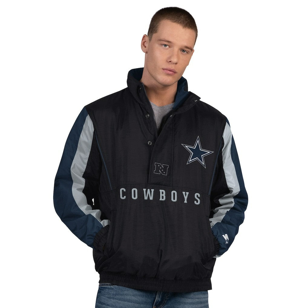Dallas Cowboys Starter Thursday Night Gridiron Vintage Logo Half-Zip Jacket - Black Jackets