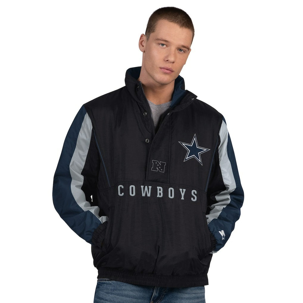 Dallas Cowboys Starter Thursday Night Gridiron Vintage Logo Half-Zip Jacket - Black Jackets